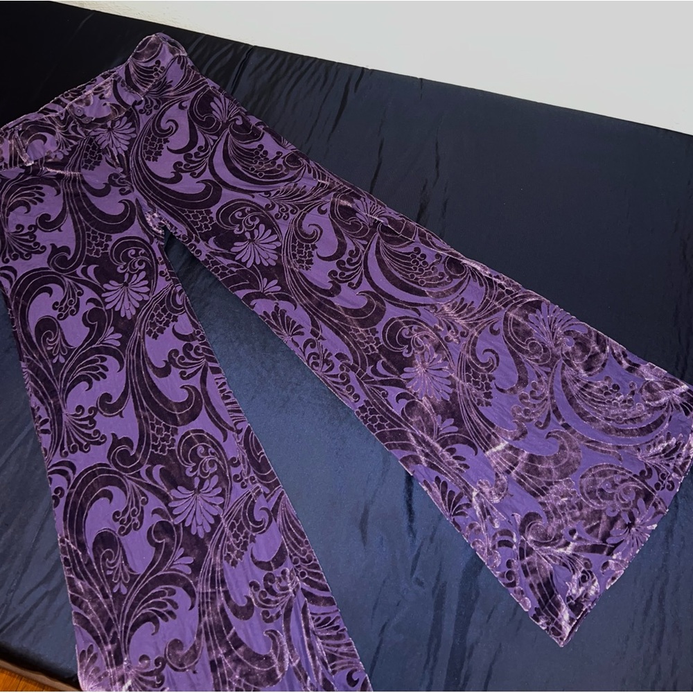 Purple Printed Flared Pants